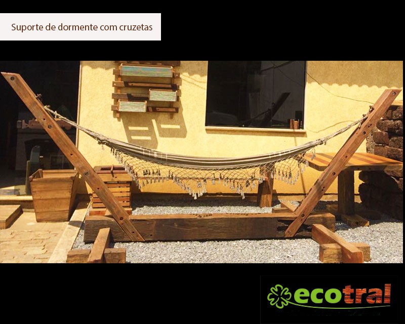 SUPORTE DE REDE RÚSTICO EM CRUZETAS E DORMENTES SUPORTE DE REDE RÚSTICO EM CRUZETAS E DORMENTES